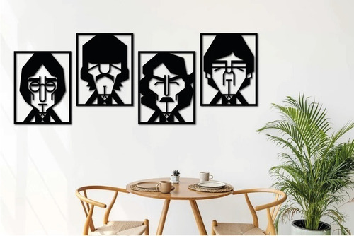 Cuadro The Beatles Minimalista Dibujo 4 Cuadros