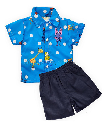 Roupa De Festa Infantil Personagens Menino Bermuda + Camisa