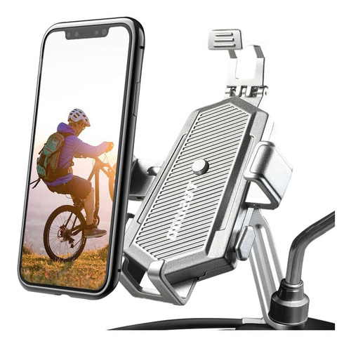 Soporte Celular Moto Bicicleta Aluminion Plata Universal