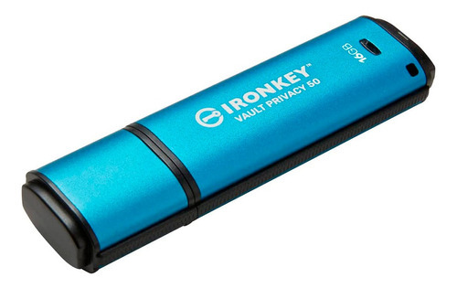 Memoria Usb-a Kingston Ironkey Vault Privacy 50 8gb Aes-256 Color Azul Liso