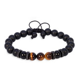 Pulsera Piedra Natural Turmalina Ojo De Tigre Onix Negro Mat