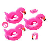 3 Boias Bote Flamingo Inflável Infantil Fralda Alça Piscina