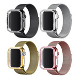 Kit Luxo Pulseira Metal + Case Brilhante Strass Smartwatch 