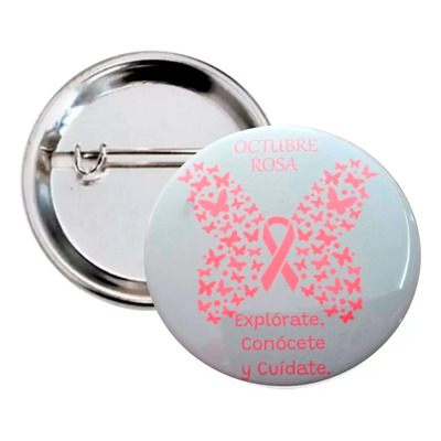50 Fotobotón, Botón Pin Insignia  Lazo Rosa Cáncer Mama | Envío gratis