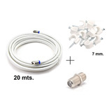 Cable Rg6 Tv Cable (20 Mts) + Copla + Grampas