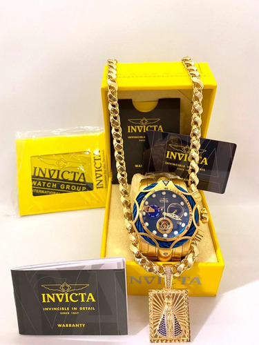 Kit De Luxo Invicta Venom Banhado A Ouro Original + Brinde 