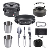 Kit Set Menaje Cocina Camping Porta Comidas Olla Y Sarten