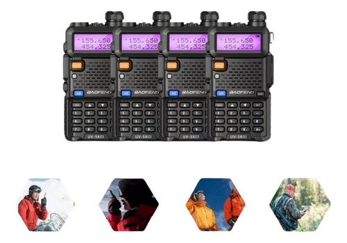 Kit 4 Radio Comunicador Dual Band Baofeng Uv-5r Vhf Uhf