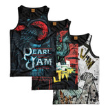 Kit 3 Regata Pearl Jam Estampada Estilo Rock Grunge