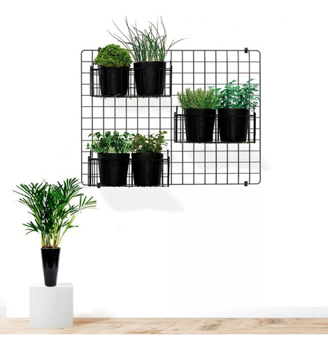 Horta Suspensa 60x80 Jardim Vertical 3 Cestos Vasos Plantas