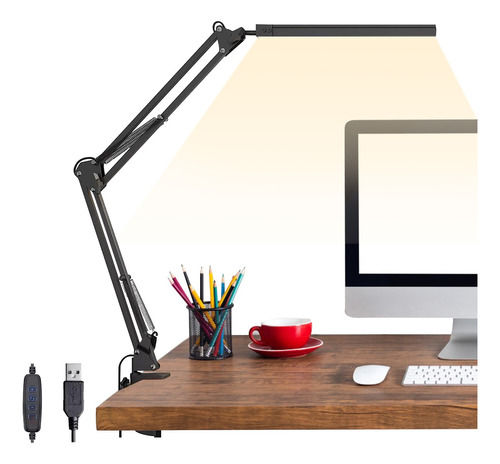 Lámpara De Escritorio Led Con Brazo Oscilante Giratoria 360°