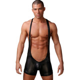 Caliente Pvc Cuero Boxer Calzon Bodysuit Singlet Luchador