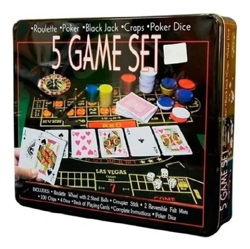 Juego Casino 5 En 1 Poker Ruleta Black Jack Estuchelata 5143