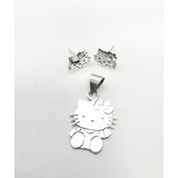 Dije Y Aretes Hello Kitty Plata Ley. 925 