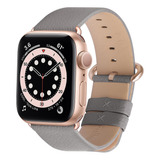 Correa Cuero Para Apple Watch 42/44/45/49 Gris/rosa Dorado