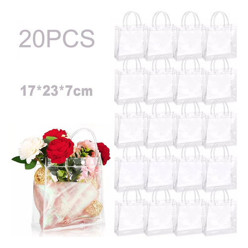 20 Bolsa Regalo Con Asa Transparentes Boda Bautizo Recuerdos