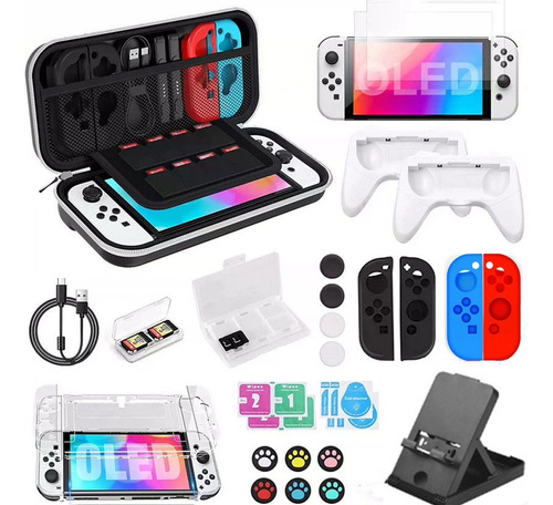 Kit De Accesories Para Nintendo Switch Oled Con Funda 35pcs