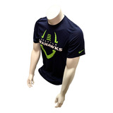 Nike Dri Fit Men's Seattle Seahawks Navy Short Sleeve Sh Eep