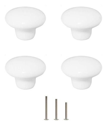 Tiradores De Ceramica Redondos Blancos X 4u. 32mm