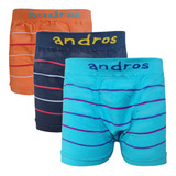 Pack X3 Boxer Rayados De Niño Andros Algodón Talles S Al Xxl