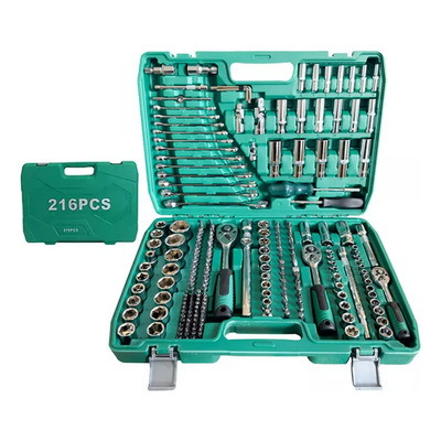 Kit de Herramientas Heateam de 216 Piezas Para Mecánica en Estuche Verde | Meses sin interés