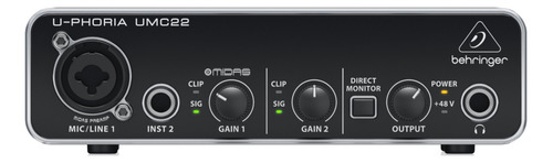 Placa De Sonido Audio Interface Behringer Umc22 Usb 2x2 