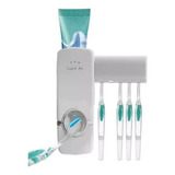 Dispensador Dosificador De Crema Dental+5 Porta Cepillos Tm2 Color Blanco