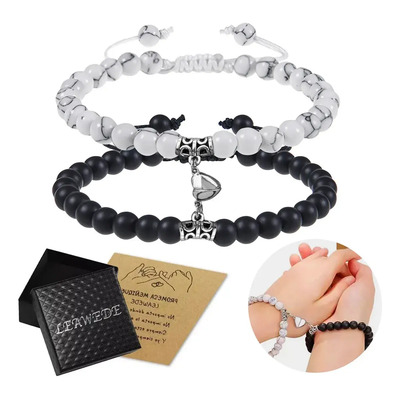 Leawede 2pzs Pulseras Pareja Con Imán Love Regalo Para Mujer Hombres,Pulseras para Parejas,regalo para mamá,pulseras plata dama,regalos de graduacion | Envío gratis