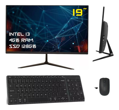 Computador I3 All-in-one 4gb Ssd 128gb 19   E Teclado/mouse