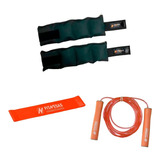 Kit Set Gym Tobillera 2kg + Banda Circular + Soga Silicona