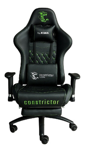 Silla De Escritorio Constrictor Superciliosa Sic-3001 Gamer Ergonómica  Negra Con Tapizado De Cuero Sintético Y Poliuretano