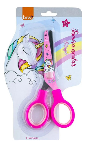 Tesoura Escolar De Aço Unicornio 13cm Magic Brw