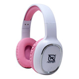 Audifonos Diadema Bluetooth Manos Libres Recargable Necnon Audio Porfesional Color Blanco/rosa