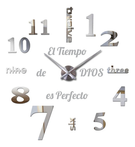 Reloj De Pared 3dtamaño 100x100cm + Frase En Vinilo 