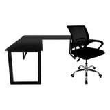 Kit Mesa De Canto Em L 150x150 Home Office Cadeira Diretor
