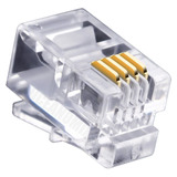 Conector Rj9 Telefonia 4x4 Pacote 100 Pçs 4 Vias 4 Contatos