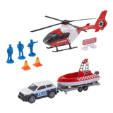 Teamsterz Auto Rescate Helicoptero Set Completo Juguete 