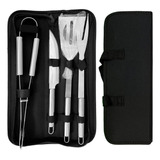 Kit Churrasco Garfo Faca Pegador Espatula 4 Peças + Bolsa