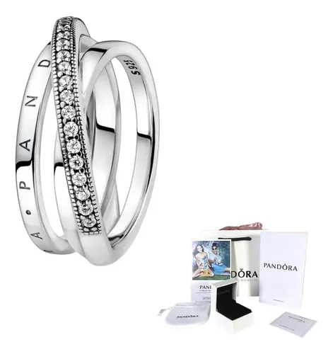 Anillo Pareja Pandora Cruz Triple Regalo Original Plata