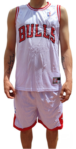 Conjunto Basquetbol - Nba  Niño Y Adulto Bulls Blanco