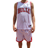 Conjunto Basquetbol - Nba  Niño Y Adulto Bulls Blanco