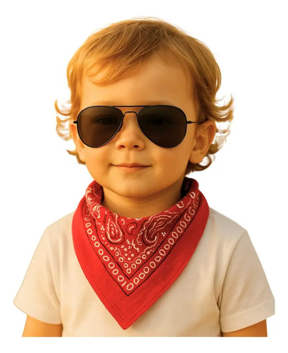 Bandana Rock Vermelha Lenço + Oculos Infaltil