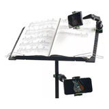 Suporte Partitura De Celular Universal Clips Pedestal Violão