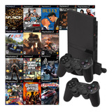 Playstation 2 + 2 Controle + 18 Jogos ( Versão Sem Leitor )