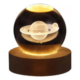 Lámpara Saturn, Luz Nocturna 3d, Esfera De Cristal, Luz Plan