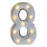 Numero Led Luminária 3d Decorativa Branco 21cm 0-9