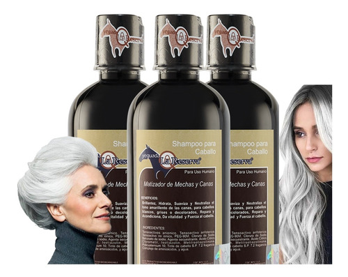 Shampoo Matizador Canas Decolorados Rubios Yeguada 3 Piezas