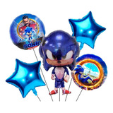 Kits 5pz De Globos De Sonic Dash Globos Metalicos Sonic Azul