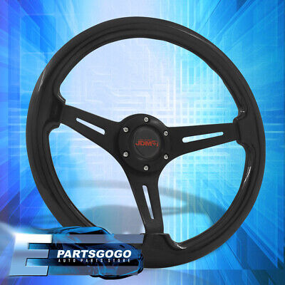 Universal Jdm 14inch 350mm Black Wood Deep Dish Steering Aac