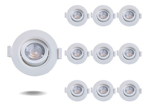 Spot Led De Embutir Redondo Mr11 3w Taschibra Kit C/10 Peças